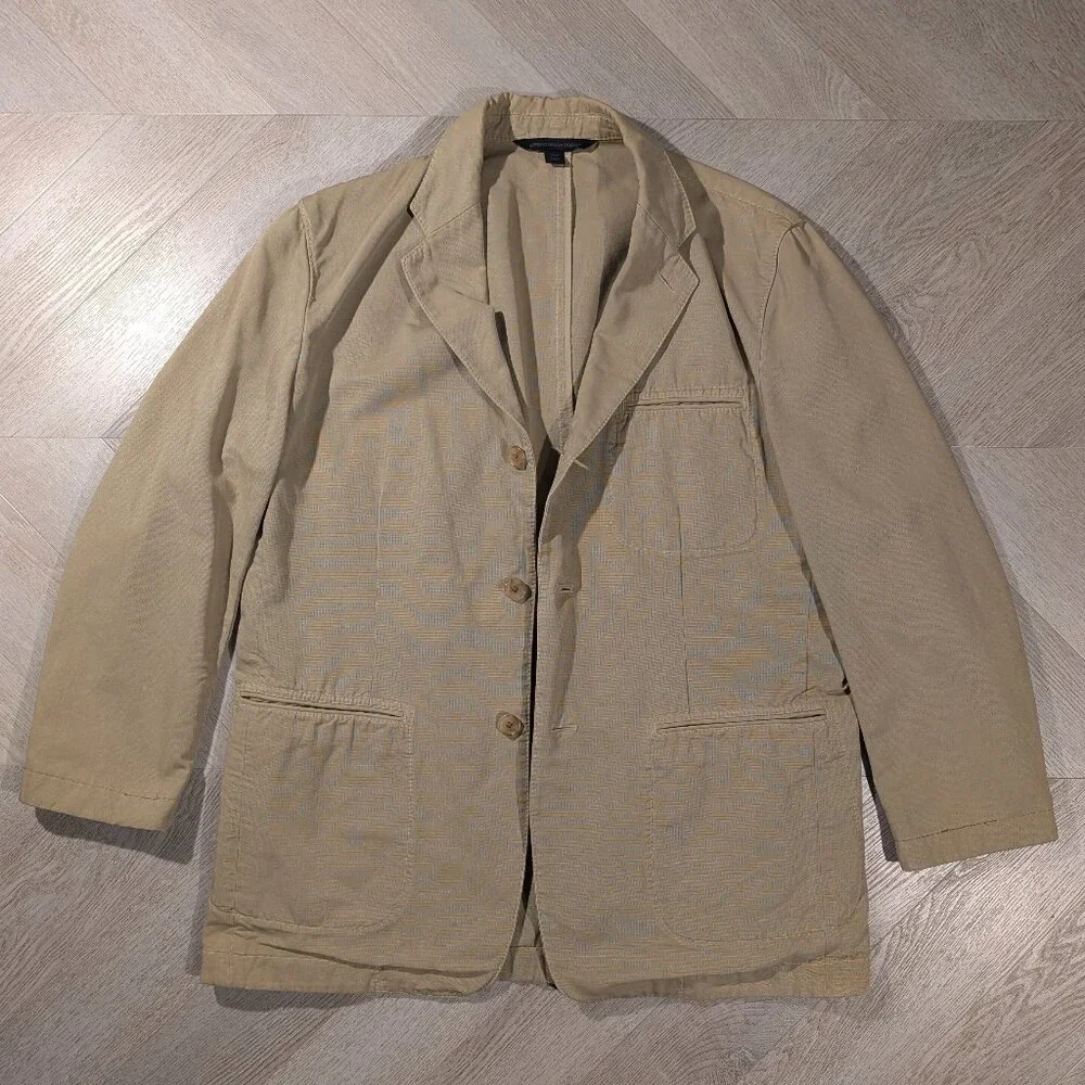 Express Design Studio Khaki Chino Blazer Men's Size 42R Tan Lightweight